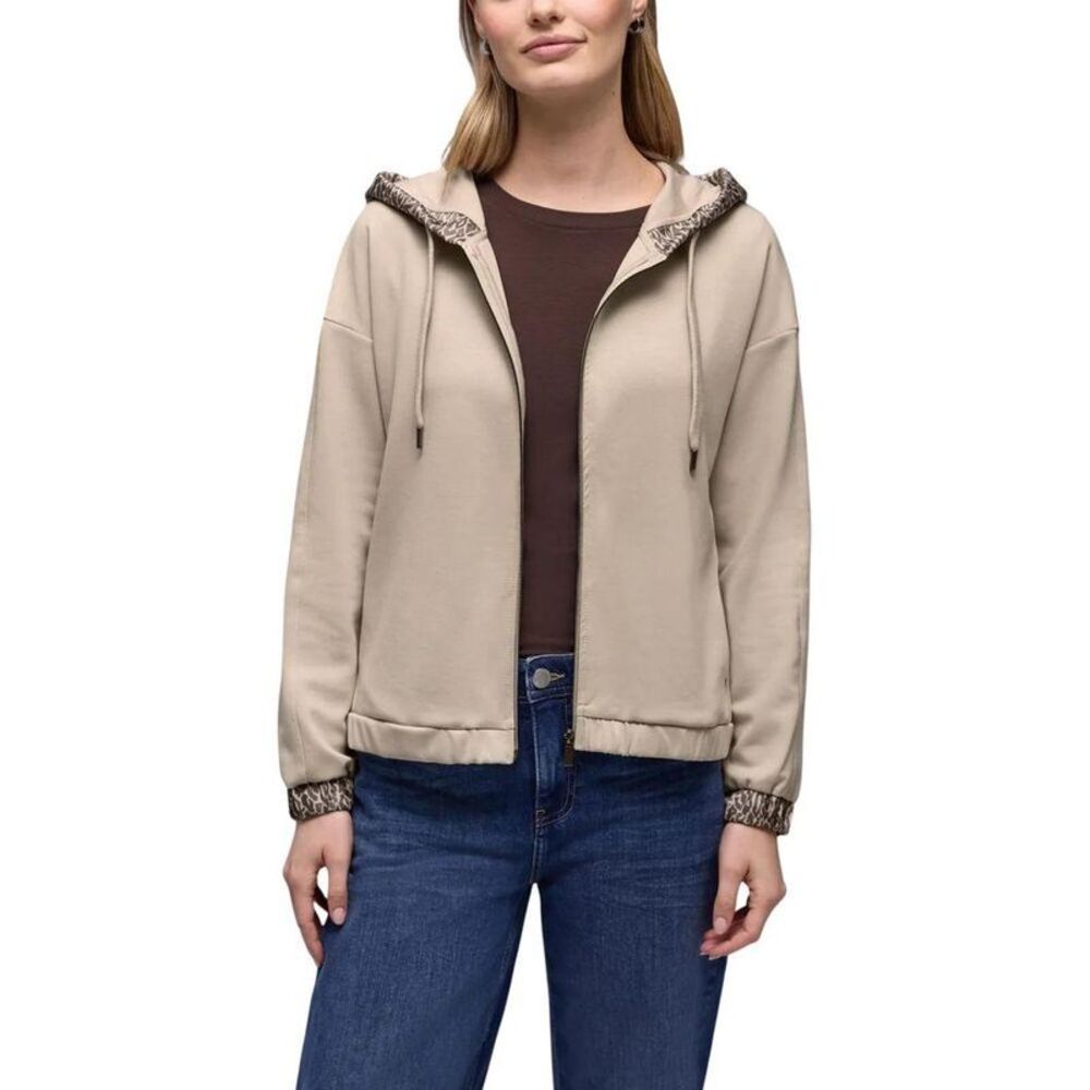 Street One Modal Hoodie with Front Pocket Women Beige Sweaters